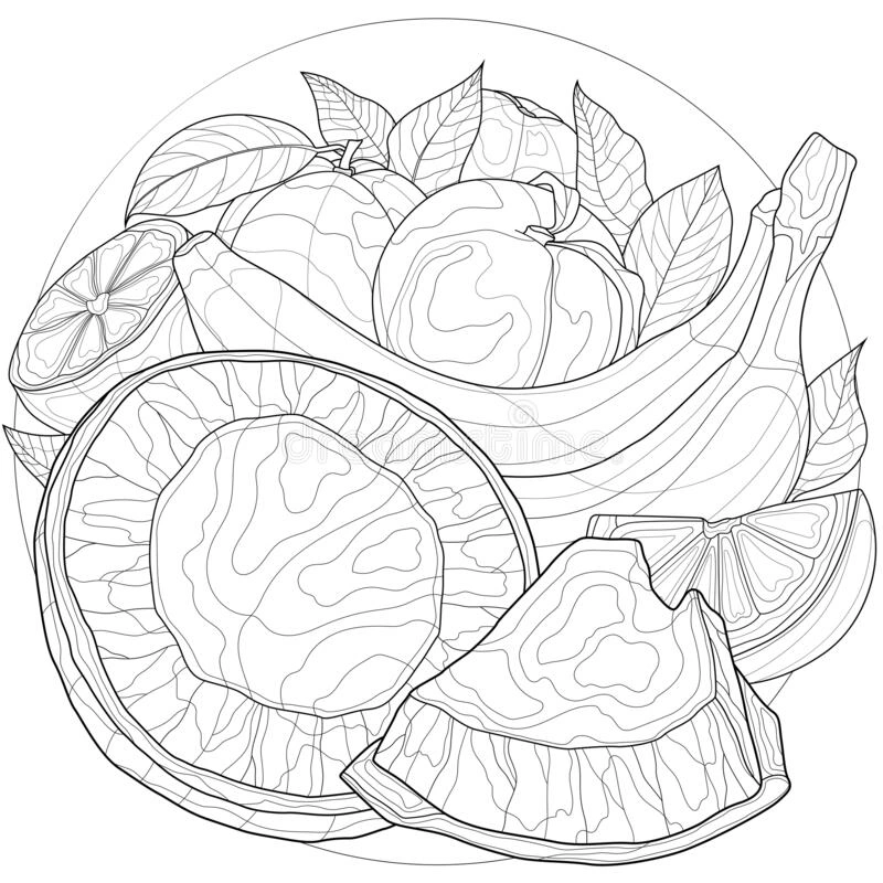 Coloring antistress peaches among other fruits